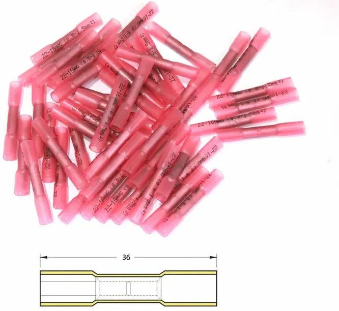 Bihr Schrumpfende Crimpspitze zum Ende Ø0,5/1,5mm2 - 50 Stück transparent rot, rot