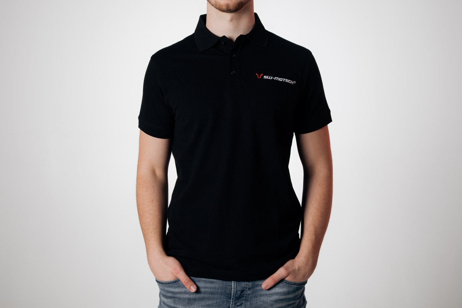 SW-Motech Team poloshirt - Core Line. Zwart. Mannen. Maat L. Voorman