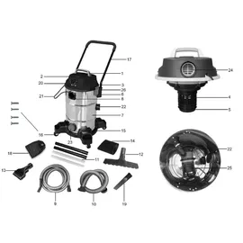 Coil Teichschlammsauger, Schlammsauger, Poolreiniger Staubsauger, Teichreiniger, Tank (35l), Saugleistung: 18 KPa, + Entwässerungspumpe 600W, 1400W