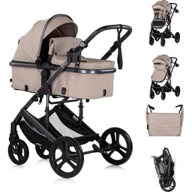 Chipolino Kinderwagen 2 in 1 Amore Getränkehalter Wickeltasche Fußabdeckung Korb hellbraun