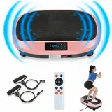 kehot Vibrationsplatte Ganzkörper, 3D Fitnessgeräte mit 2 Bändern & Fernbedienung, 200 W, 120 Intensitätsstufen, (Set, mit Trainingsbandern), Schwingung Modus, 6 voreingestellte Modi rosa