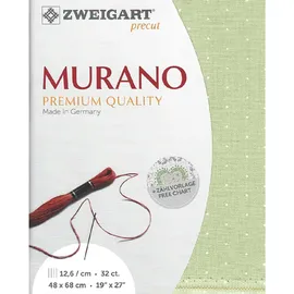 Zweigart Zählstoff MURANO Precut 32 ct. 3984 Farbe 6349 Mini Dots grün weiß, Handarbeitsstoff für Stickerei 48x68 cm