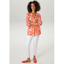 Aniston CASUAL Schlupfbluse mit fantasievollem, grafischen Blumendruck Rot 42