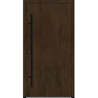 Flügelüberdeckende Aluminium Haustür "VALERIA" 82 mm RC2 BLACKLINE Nussbaum holzähnlich beidseitig innen öffnend DIN links