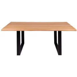 Krok Wood Esstisch Dublin aus Massivholz in Buche mit Metallbein 180x90x75 cm - Naturbelassen
