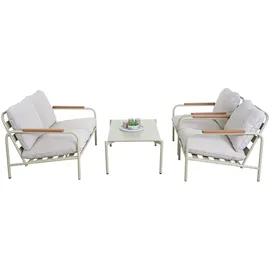 Mendler HWC-O11 Loungesessel hellgrün/beige