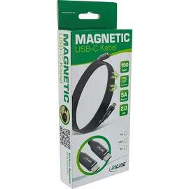 InLine Magnetic USB-C Kabel, USB-C Stecker/Stecker, 100W, schwarz, 1,5m