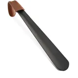 BgnEhRfL Schuhlöffel, Schuhlöffel, Schuhlöffelheber aus Metall, 42 cm langer Griff, Schuhlöffel mit Lederband, Edelstahl-Schuhlöffel for Stiefel, Löffelform, Schuhlöffel, Schuhlöffel for Herren - Einheitsgröße