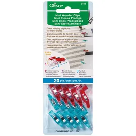 Clover Wonder Clips: Mini: 20 Pieces, Kunststoff, Sortiert, 3188