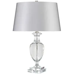 Tischlampe Schreibtischlampe Beistelllampe Metall Kristallglas Silber H 63 cm