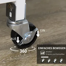 Homcom Küchenwagen Servierwagen mit 3 Schubladen, Küchenrollwagen mit 3 Ebenen, Arbeitsplatte, Weiß, 67 x 37 x 85 cm