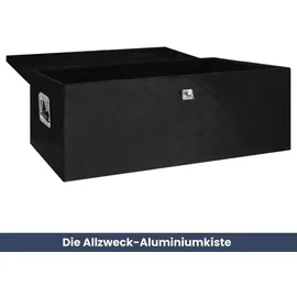 deluke DELUKE® Aluminiumbox mit Deckel Abschließbar Alubox Deichselbox Alu Anhängerbox Werkzeugkiste Transportbox Metallkiste, 100x55x37cm Schwarz
