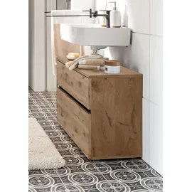 Home Affaire Waschbeckenunterschrank HOME AFFAIRE "Wisla", braun (wiking eiche), B:80cm H:55cm T:35cm, Holzwerkstoff, Schränke, Waschbeckenunterschrank, Siphonausschnitt, Push-to-open-Funktion, Breite 80 cm, Höhe 55 cm