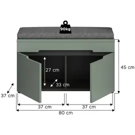 Möbel Kraft Sitzbank Canu Grau 80 x 45 x 37 cm