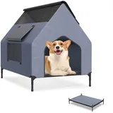 UISEBRT 2 in 1 Hundeliege & erhöhtes Bett mit abnehmbarer Decke, Outdoor-Zelt für kleine und mittelgroße Hunde bis 60 kg, ideal für Garten, 109.5 x 74.5 x 93 cm