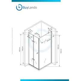 BuyLando.Shop Cornelia 100x90x195 cm Eck Duschkabine inkl. Duschtasse - Buylando