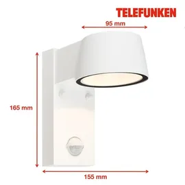 Telefunken Außenleuchte Aluminium 16,5 cm x 9,5 cm x 15,5 cm inkl. Bewegungsmelder weiß
