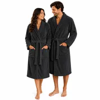 KAMACA Bademantel Damen Herren Microfaser – Flauschiger Morgenmantel, Hausmantel & Saunamantel mit Schalkragen, Gürtel und Taschen – Anthrazit - Größe XL - XL