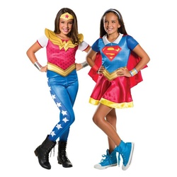 Rubie ́s Kostüm Supergirl & Wonder Woman Doppelpack Kostüm, Zwei Kostüme der Superheldinnen aus der Animationsserie rot