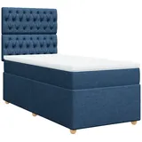 vidaXL Boxspringbett mit Matratze Blau 100x200 cm Stoff - Blau