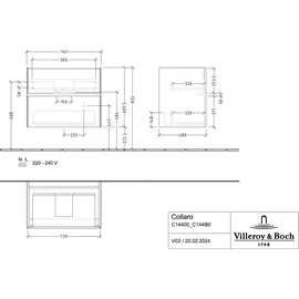 Villeroy & Boch Waschbeckenunterschrank 2 Schubladen 47,2 x 60,9 x 76,1 cm Weiß