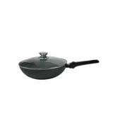 Cheffinger WOK-Pfanne abnehmbarer Griff 32cm Induktion Deckel Anti Haft Bratpfanne Marmor