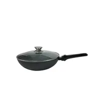 Cheffinger WOK-Pfanne abnehmbarer Griff 32cm Induktion Deckel Anti Haft Bratpfanne Marmor