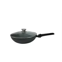 Cheffinger WOK-Pfanne abnehmbarer Griff 32cm Induktion Deckel Anti Haft Bratpfanne Marmor