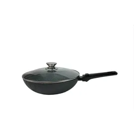 Cheffinger WOK-Pfanne abnehmbarer Griff 32cm Induktion Deckel Anti Haft Bratpfanne Marmor