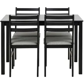alasans Essgruppe EMILY, Tisch + 4 Stühle, schwarz - Schwarz