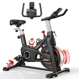 Advamsoler Heimtrainer Fahrrad mit Magnetischem Widerstand, Ergometer Hometrainer Fahrrad mit LCD-Monitor,Tablet-Halter Indoor Spinning Bike für Cardio-Training, 160 kg Belastbar(Rot)