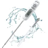 Criacr Grill Thermometer, Fleischthermometer mit Langer Sonde, IPX6 Wasserdicht Bratenthermometer, küchenthermometer für Grill, BBQ, Küche, Wasser, Milch