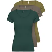 Only 3er-Set T-Shirt in Tgreen/Moos/Wall | S