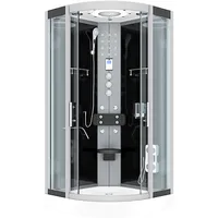 AcquaVapore D58-03T1 Komplettdusche mit Schiebetür 80 x 80 cm Schwarz Sicherheitsglas D58-03T1