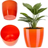 Kadax - Blumentopf, Pflanzkübel, Blumenkübel Aus Kunststoff, Rund, 18 Cm, Orange