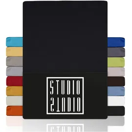 Studio Spannbettlaken Baumwolle-Jersey 200 x 220 cm schwarz