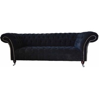 JVmoebel Chesterfield-Sofa, Sofa Dreisitzer Chesterfield Sofas Couch Schwarz Textil schwarz