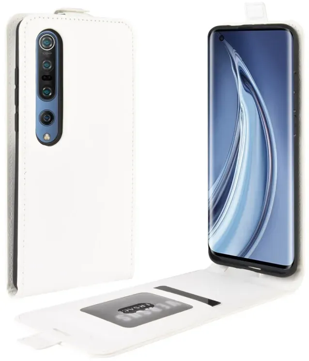 Flip Case Handyhülle für Xiaomi Mi 10 Vertikal Schutzhülle Tasche Cover Weiß Bumper Smartphone Kartensteckplatz-Kreditkarte-Geldscheine EC-Karte Bank-Karte