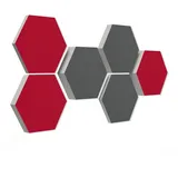 platino24 Akustikplatte 6 Absorber Wabenform aus Basotect ® G+ 3D-Effekt grau|rot