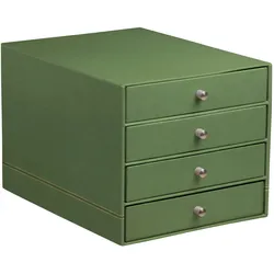 Rhodiarama Schubladenbox mit 4 geschlossenen Laden, Kunstleder, 24,8x32 ,7x22,8cm - Salbeigrün 194576C