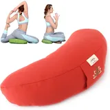 sei Design Halbmond Yogakissen Meditationskissen Yoga Kissen mit Buchweizenschalen-Füllung Yoga Block Bodenkissen groß Meditation Sitzkissen 46x25x10 Rot