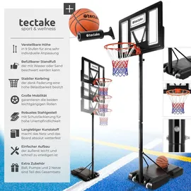 Tectake Basketballkorb Dirk Schwarz 230 - 305 cm