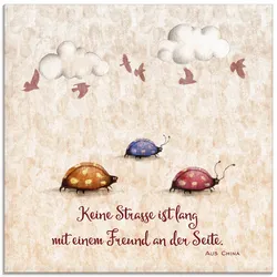 Glasbild ARTLAND "Lebensweisheit Freunde", beige (farbe bild(er): naturfarben), B:50cm H:50cm, Bilder, in verschiedenen Größen