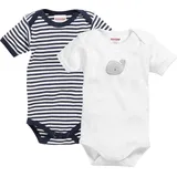Schnizler Playshoes - Kurzarm-Body BABY Wal, 2er-Pack in weiß/navy, Gr.50/56