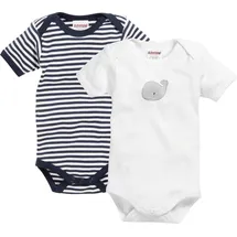 Schnizler Playshoes - Kurzarm-Body BABY Wal, 2er-Pack in weiß/navy, Gr.50/56