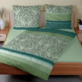 Traumschlaf Biber Bettwäsche Verena salbei 240x220 cm + 2x 80x80 cm - grün