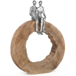 Moritz Skulptur Holz Be Together 39x28x6 cm Zusammen Sein Gemeinsam Deko Silber Figur