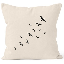 Autiga Dekokissen Kissenbezug Vögel Birds Fly Kissen-Hülle Deko-Kissen 40×40 Baumwolle Autiga® beige