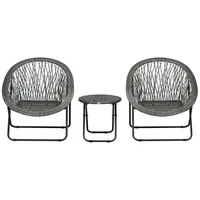 MC Star Balkonset Klappbare Gartengarnitur Balkonset mit Couchtisch & 2 Stühlen, (inkl. Kissen, Stahl grau für Terrasse & Garten) grau
