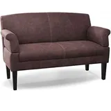 CAVADORE 2-Sitzer Küchensofa Malm, Sitzbank für Küche oder Esszimmer in Lederoptik, Inkl. Armteilverstellung, Federkern und moderner Kontrastnaht, 152 x 97 x 78, Mikrofaser: braun